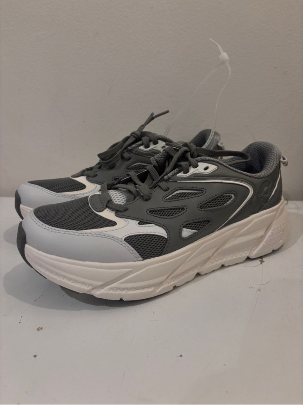 Hoka Men's Gray and White Athletic Sneakers